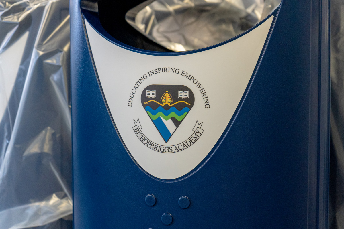 Evolution™ Litter Bin with personalised front graphic