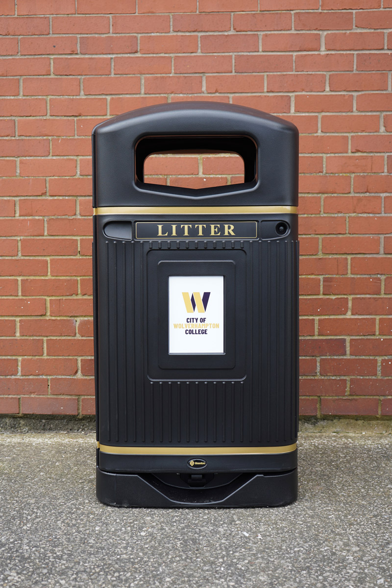 Glasdon Jubilee™ 110 Litter Bin with personalised front graphic