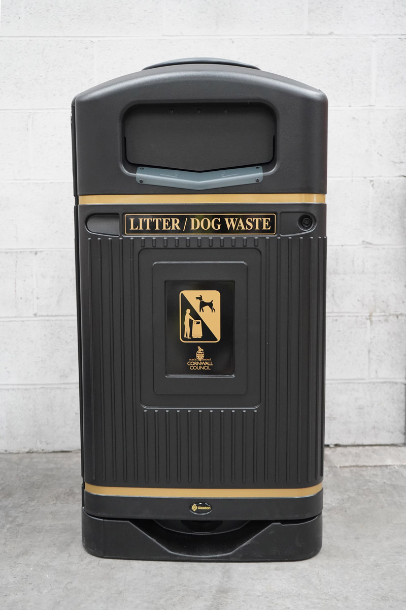 Glasdon Jubilee™ 110 Litter and Dog Waste Bin with personalised front graphic