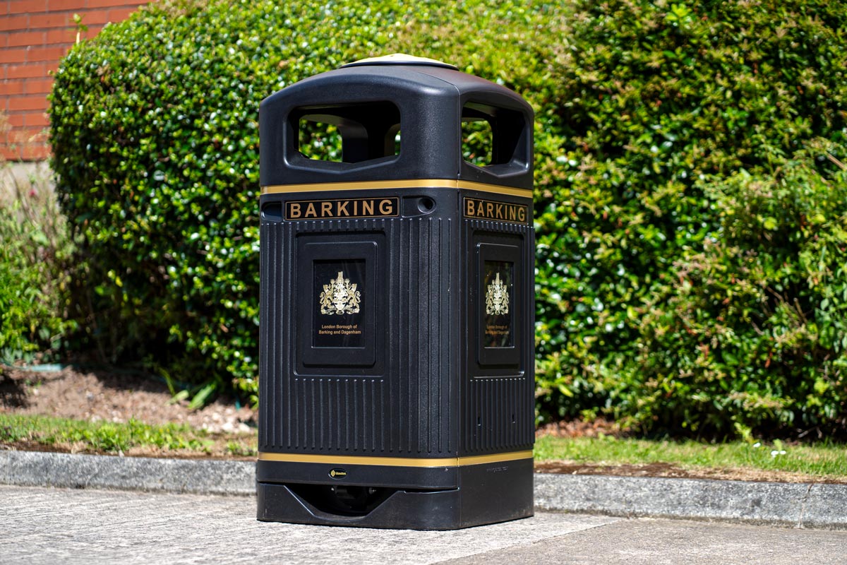 Glasdon Jubilee™ 110 Litter Bin with personalised front graphic