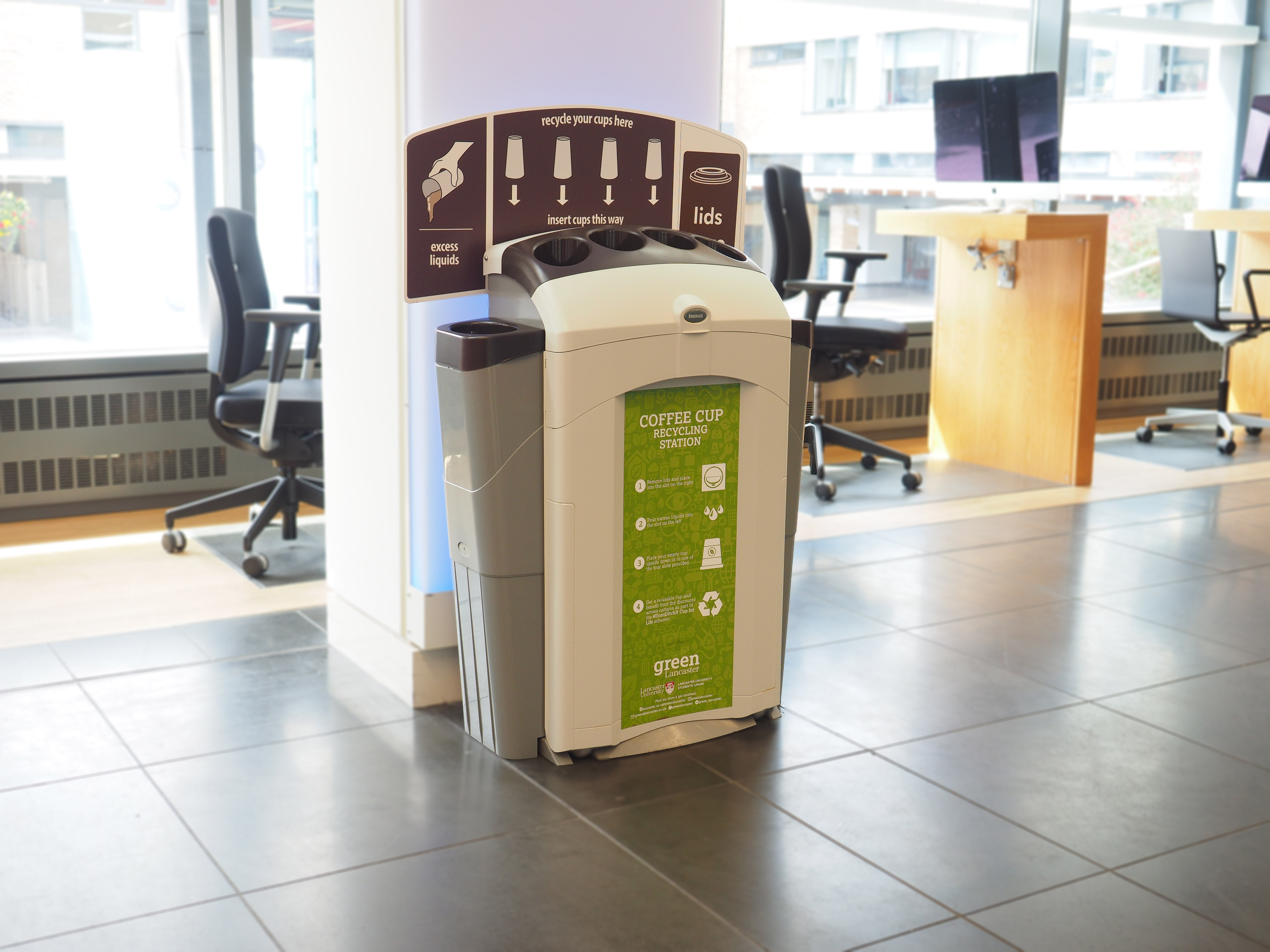Nexus® 100 Cup Recycling Station with personalised front graphic