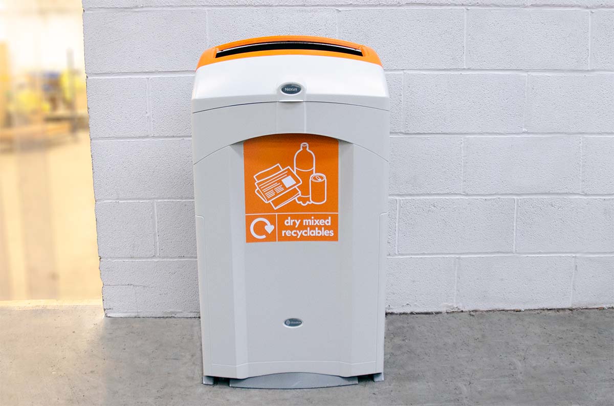 Nexus® 100 Recycling Bin with personalised front graphic