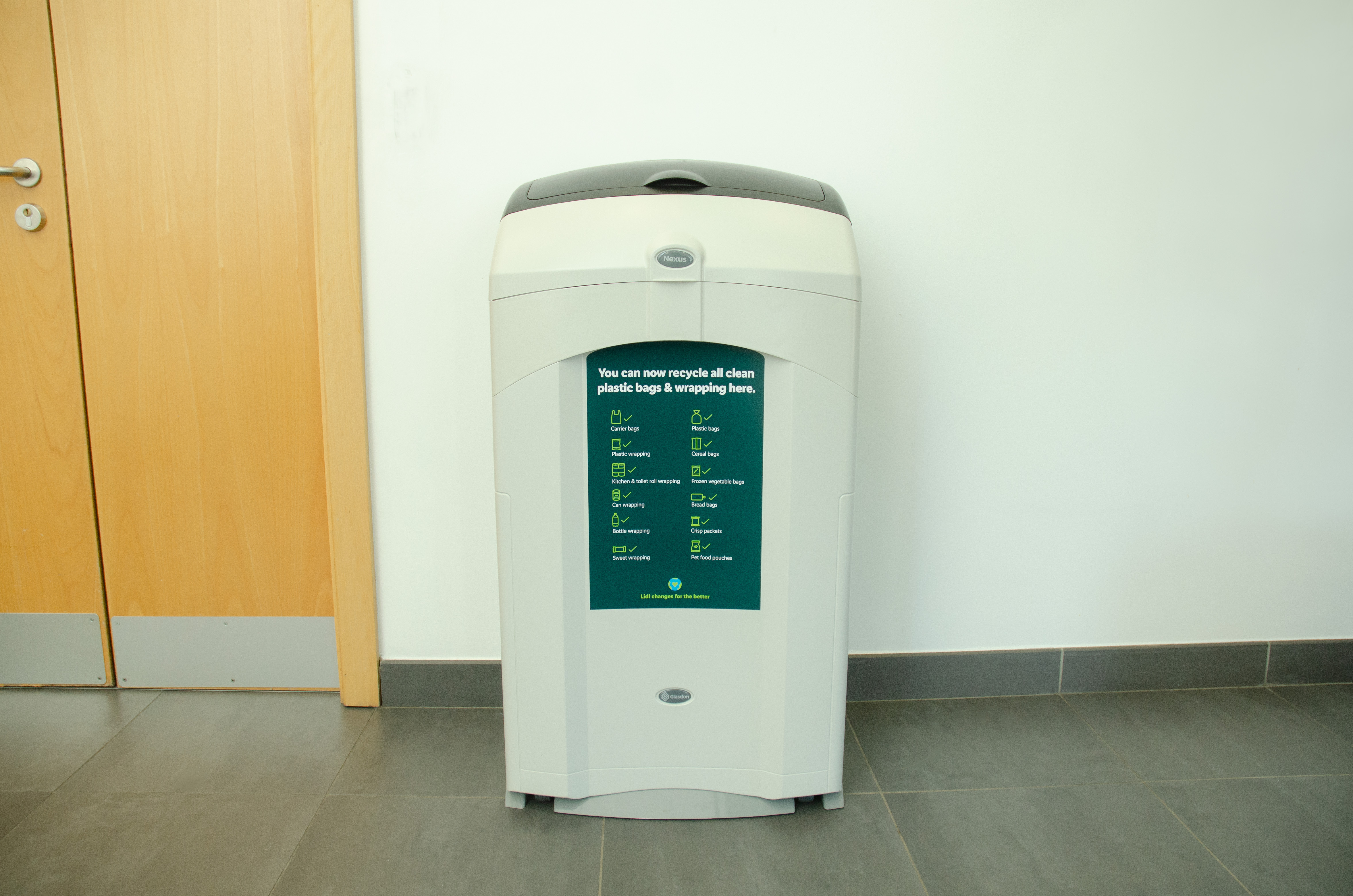 Nexus® 100 Plastic Recycling Bin personalised front graphic
