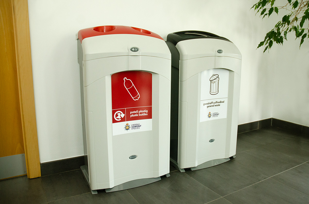 Nexus® 100 Plastic Recycling Bin personalised front graphic