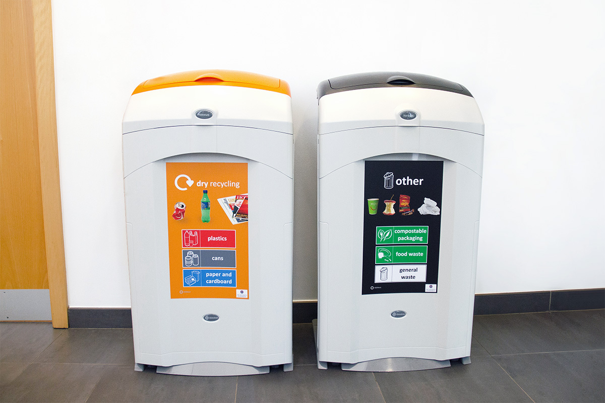 Nexus® 100 Mixed Recyclables Recycling Bin with personalised front graphic