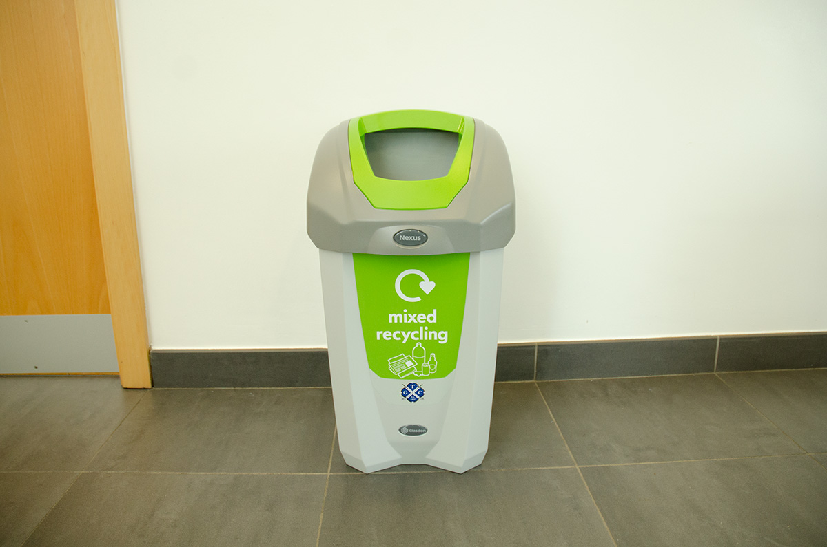 Nexus® 30 Mixed Recyclables Recycling Bin with personalised front graphic