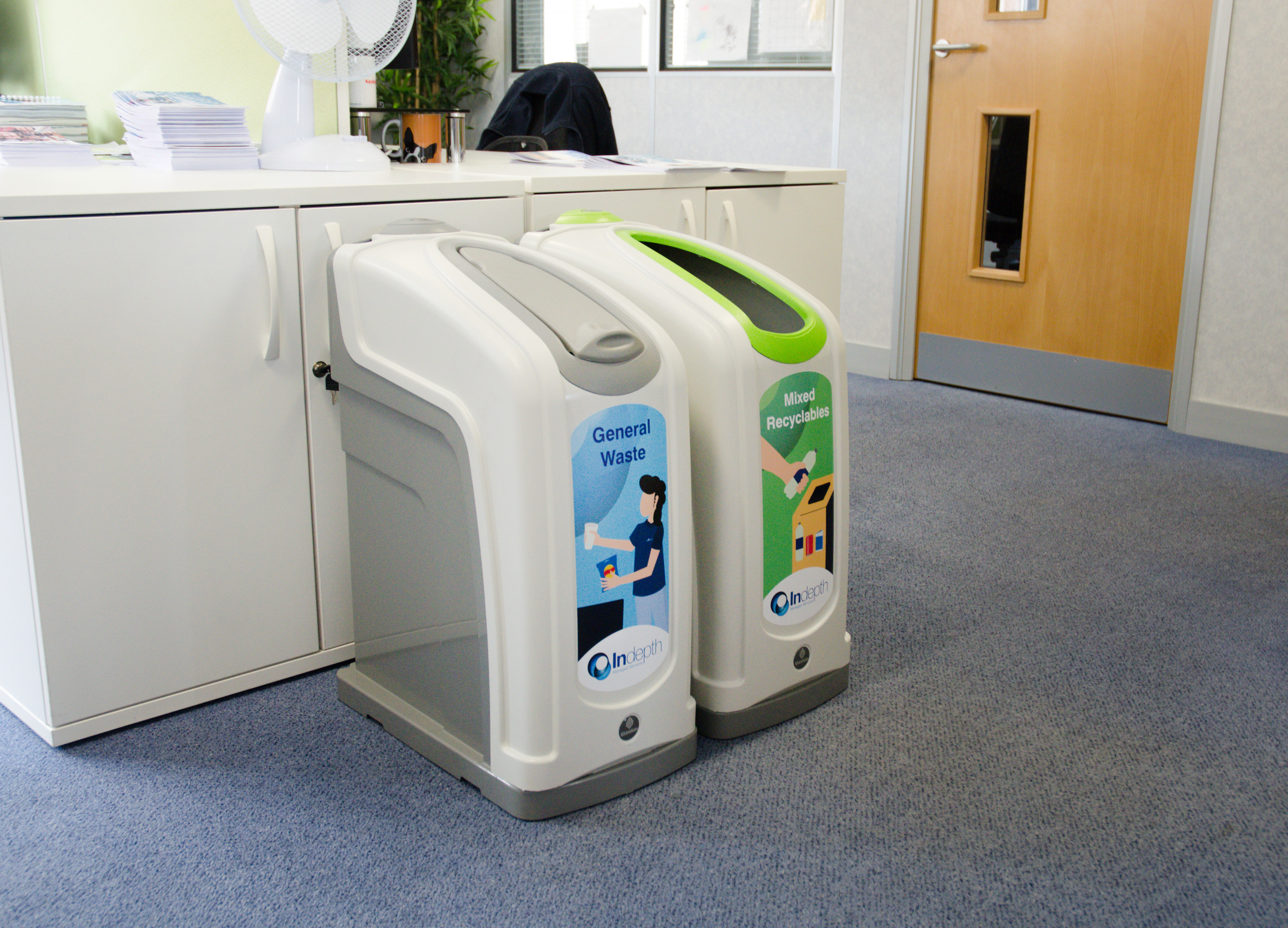 Nexus® 50 Recycling Bins with front graphics