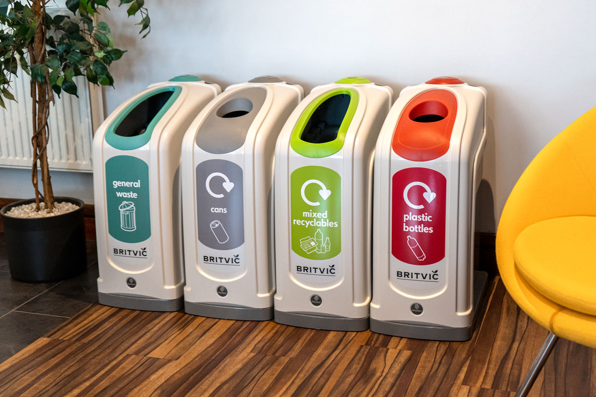 Nexus® 50 Recycling Bins with personalised front graphic