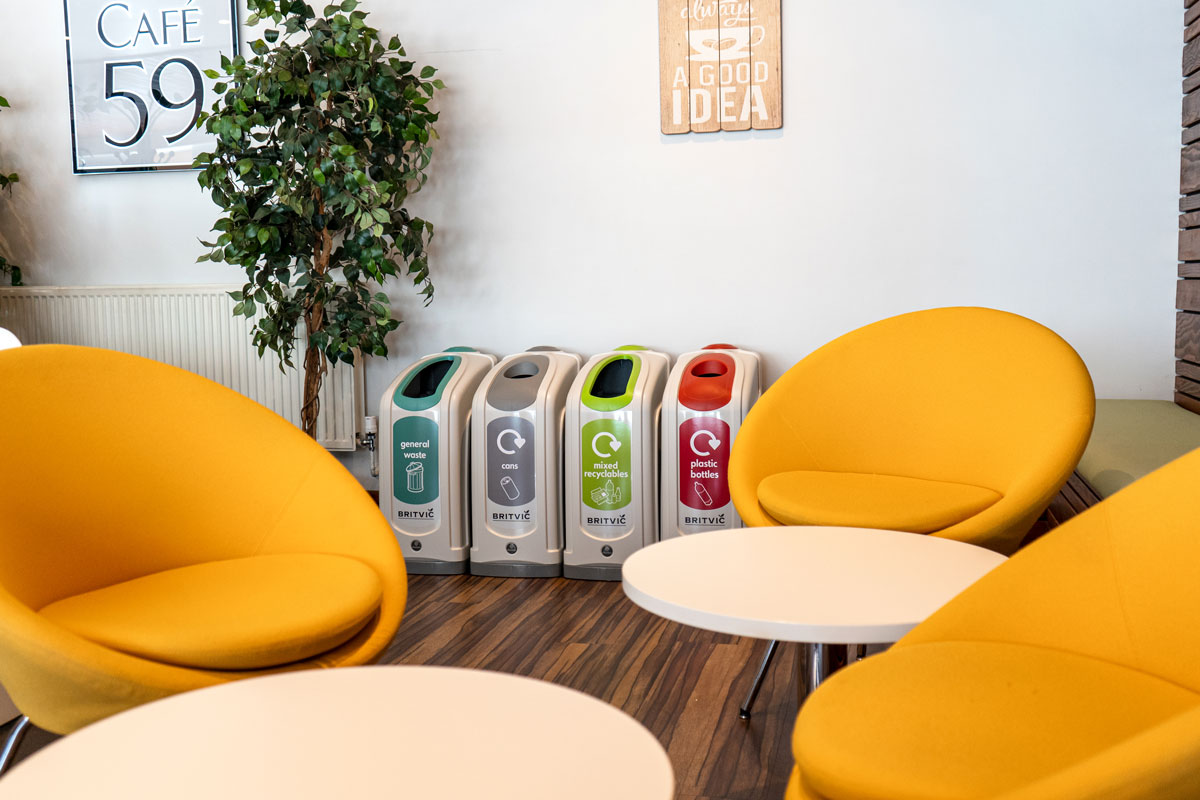 Nexus® 50 Recycling Bins with personalised front graphic