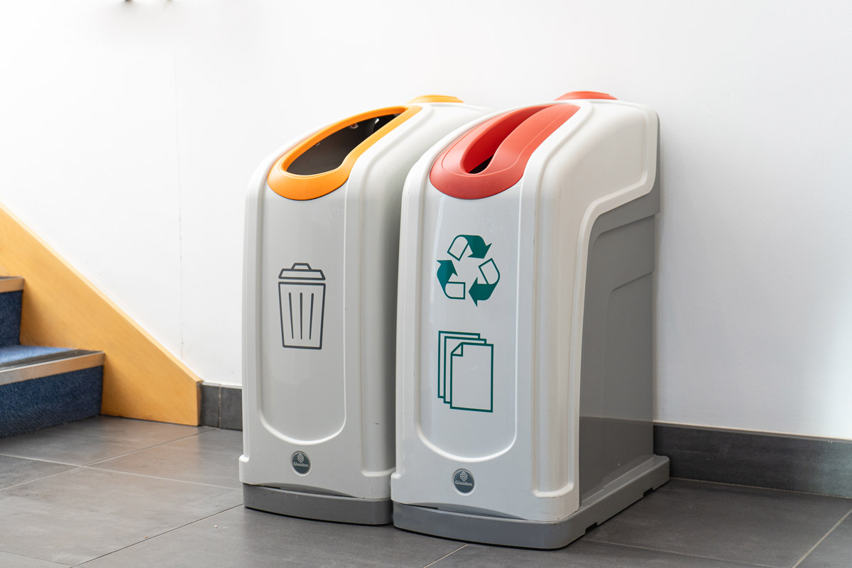 Nexus® 50 Recycling Bins with personalised front graphic