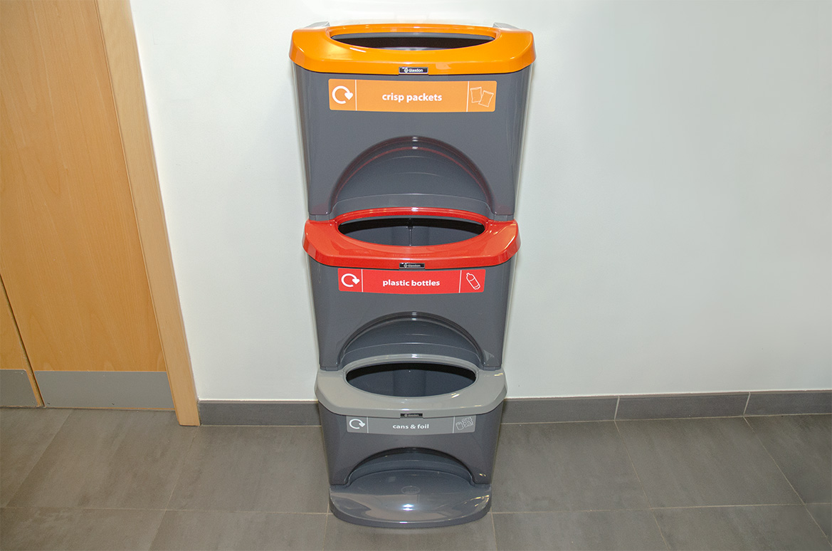 Nexus® Stack 90 Recycling Bins with personalised front graphics