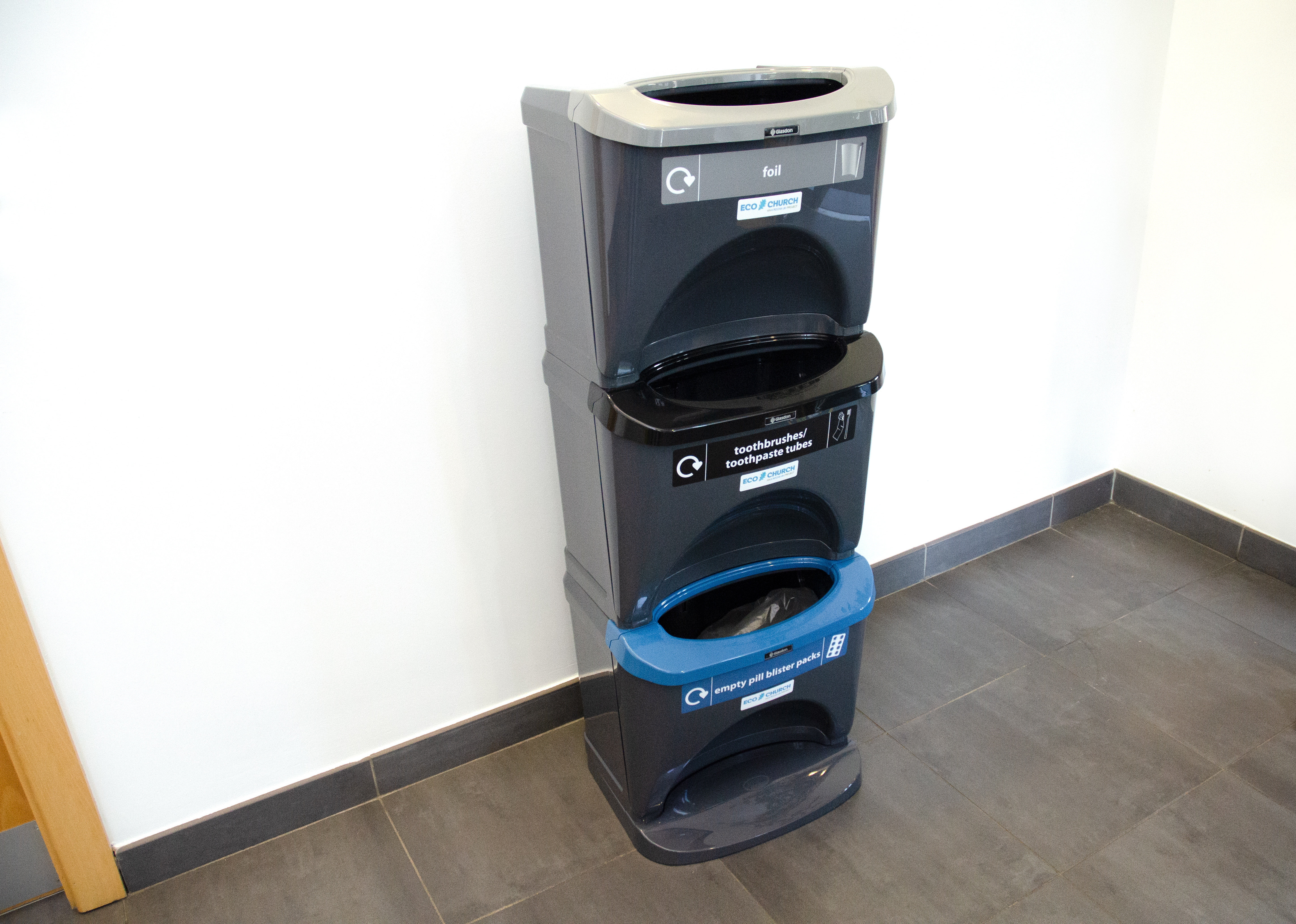 Nexus® Stack 90 Recycling Bins with personalised front graphics