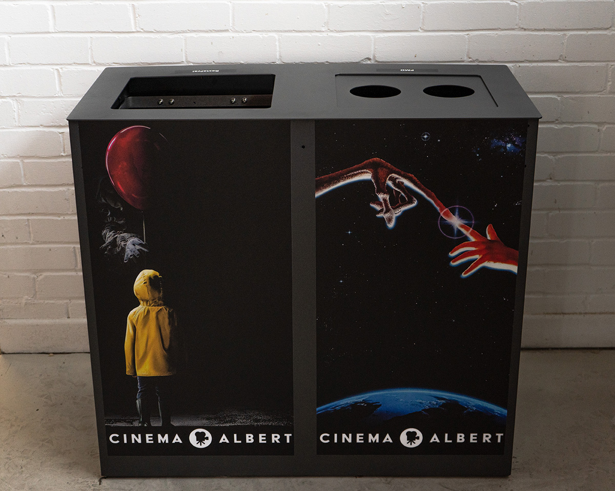 Nexus® Style 170 Duo Recycling Bin with front and top graphic personalisation
