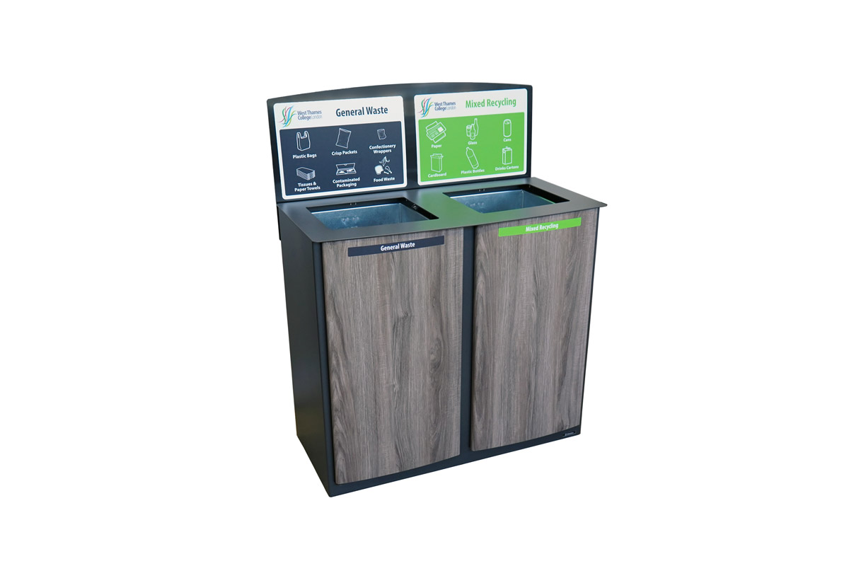 Nexus® Style 170 Duo Recycling Bin with personalised sign kit