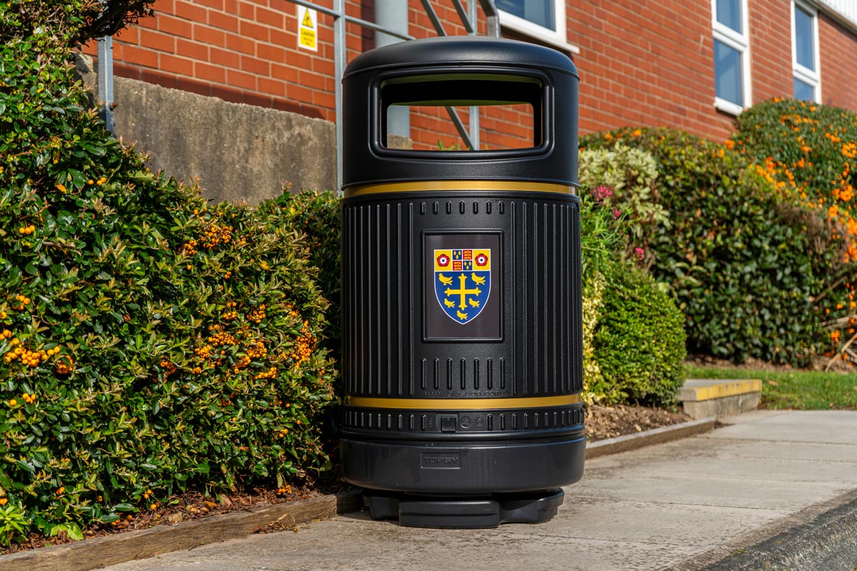 Topsy Royale™ Litter Bin with personalised front graphic