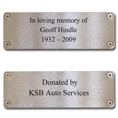 A stainless steel commemorative plaque can be supplied with the seat - please contact us for more information