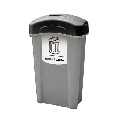 Eco Nexus® 85 General Waste Flip Lid Bin & Express Delivery 85 Litre Indoor General Waste Container with Black Flip Lid Aperture