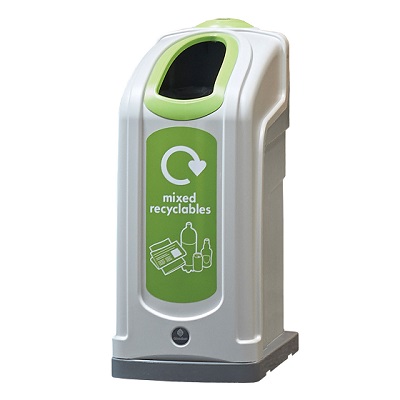 Nexus® 50 Mixed Recyclables Recycling Bin & Express Delivery 50 Litre Indoor Mixed Recyclables Container with Lime Green Open Aperture