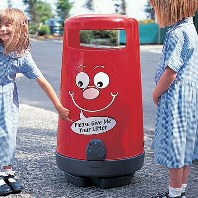 Topsy 2000™ Litter Bin with Billy Bin-it™ Symbol Now with Special Graphics for Schools
