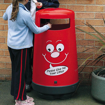Topsy 2000™ Litter Bin with Billy Bin-it™ Symbol Now with Special Graphics for Schools