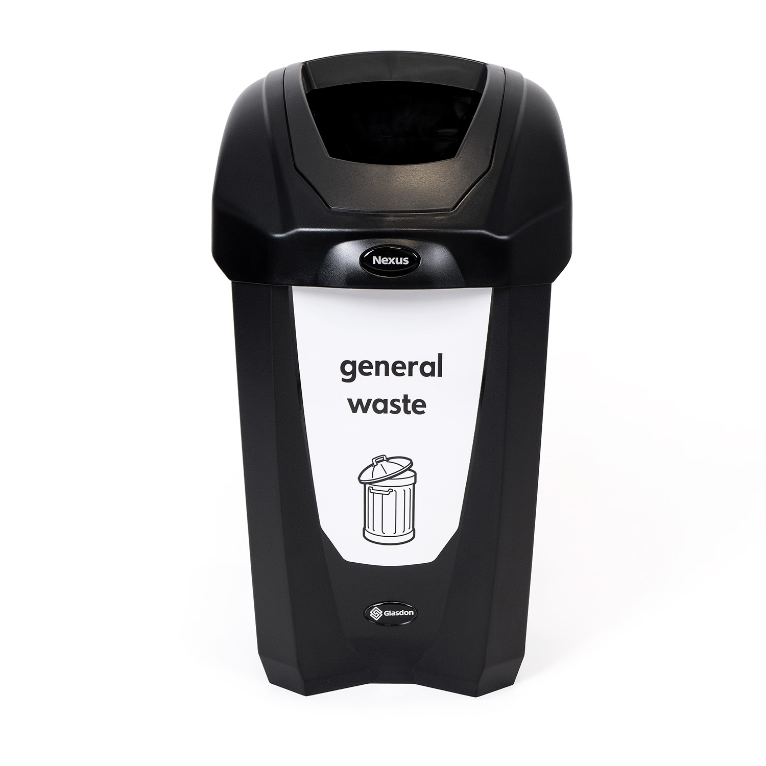 Nexus® 30 Litre General Waste Bin & Express Delivery - Black Small Indoor Waste Bin with White Graphic