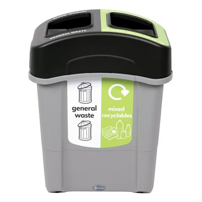Eco Nexus® Duo 60 Recycling Bin & Express Delivery 50%/50% or 70%/30% Split Lid with Front Sticker