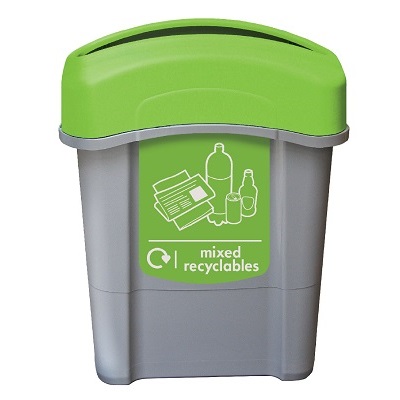 Eco Nexus® 60 Mixed Recyclables Recycling Bin & Express Delivery 60 Litre Indoor Container with Lime Green Open Aperture