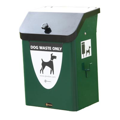 Metal Fido 35™ Dog Waste Bin & Express Delivery Deep Green or Red with Fixings for Post Mounting