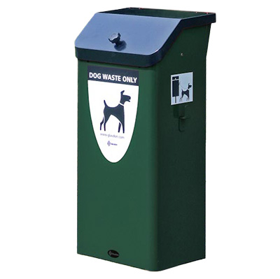 Metal Fido 50™ Dog Waste Bin & Express Delivery Deep Green or Red with Fixings for Post Mounting