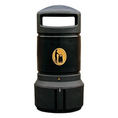 Mini Plaza® Litter Bin & Express Delivery - Black 63 Litre Waste Bin with Metal Liner & Paving Fixing Kit