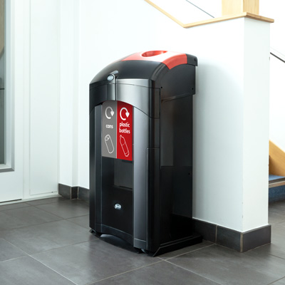 Nexus® 100 Duo Can / Plastic Bottle Recycling Bin - Black