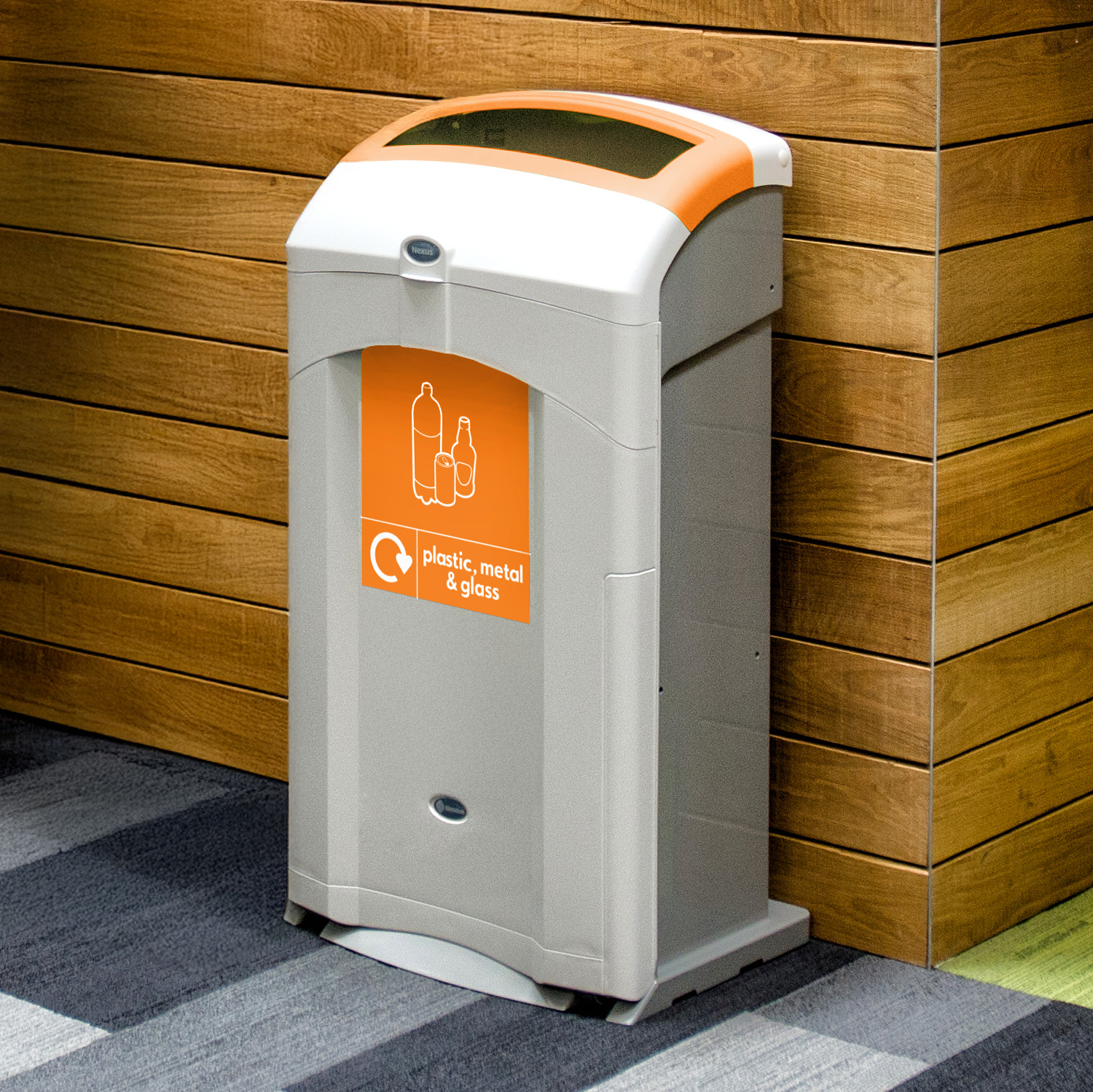 Nexus® 100 Plastic, Metal & Glass Recycling Bin - Grey