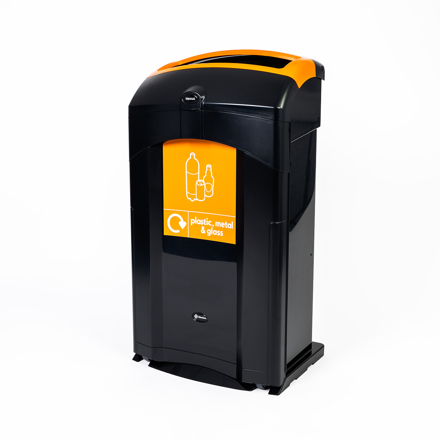 Nexus® 100 Plastic, Metal & Glass Recycling Bin with Express Shipping - Black