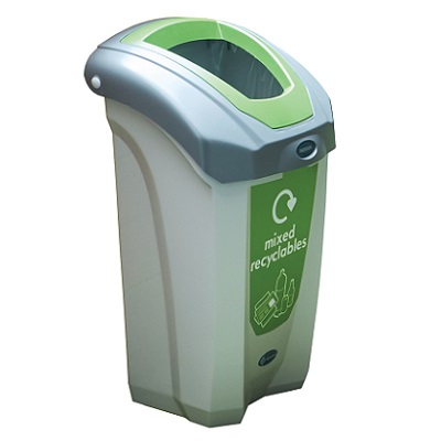 Nexus® 30 Mixed Recyclables Indoor Recycling Bin & Express Delivery 30 Litre Office Mixed Recycling Container - Lime Green Aperture