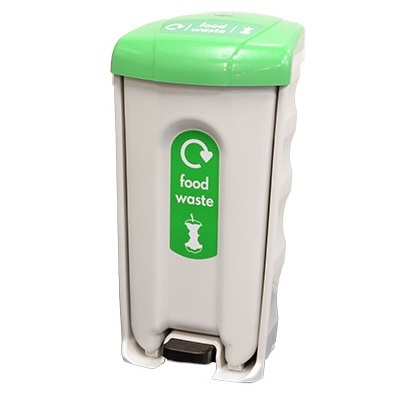 Nexus® Shuttle Food Waste Recycling Bin & Express Delivery Food Recycling Bin with Solid Liner, Front and Top Stickers - Green Lid