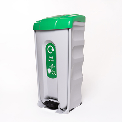 Nexus&reg; Shuttle Food Waste Recycling Bin & Express Delivery Food Recycling Bin with Solid Liner, Front and Top Stickers - Green Lid