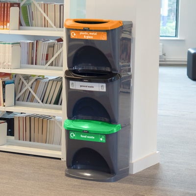 Nexus® Stack 90 Recycling Bins 903S 90 Litres - 3 Waste Streams