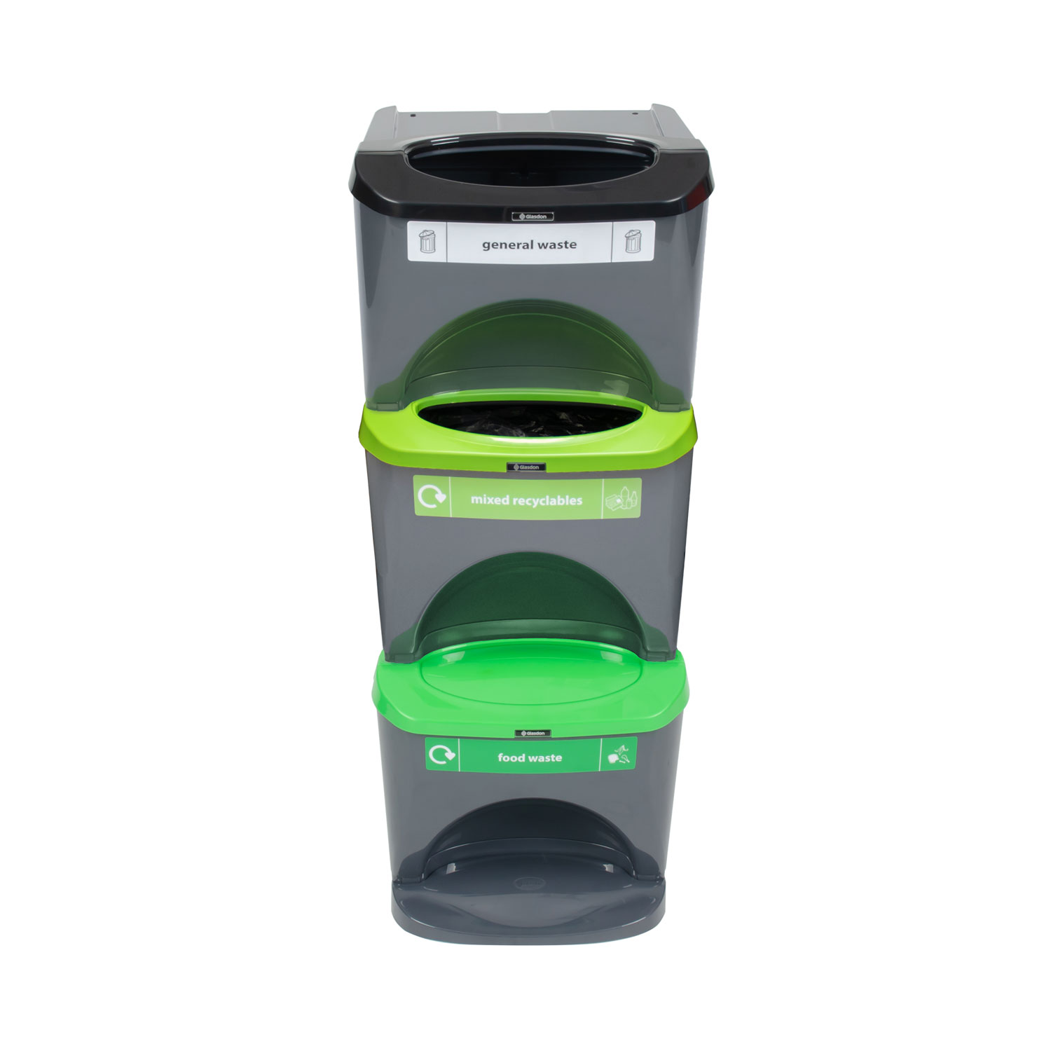 Nexus® Stack 90 Recycling Bins 903S & Express Delivery 90 Litres - 3 Waste Streams