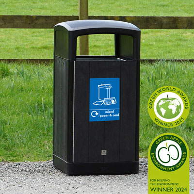 Origin&trade; Curve 110 Mixed Paper & Card Recycling Bin Made from Recycled Materials