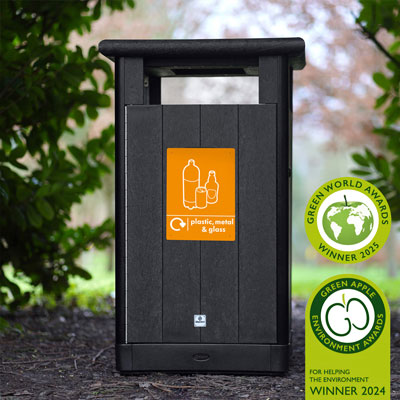 Origin&trade; Horizon 110 Plastic, Metal & Glass Recycling Bin Made from Recycled Materials