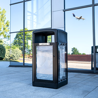 Origin® Vision 110 Transparent Security Recycling Bin Made from Recycled Materials