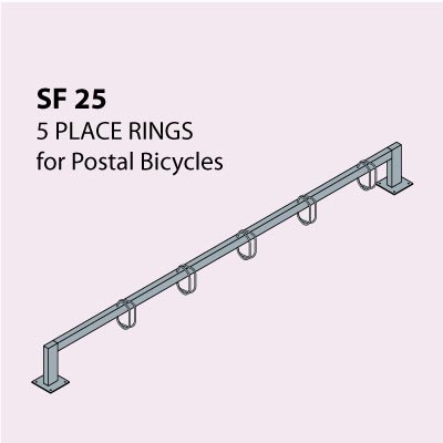 Bi-Stander™ Ground-Fixed Cycle Stand - Model SF25 5 Place Rings