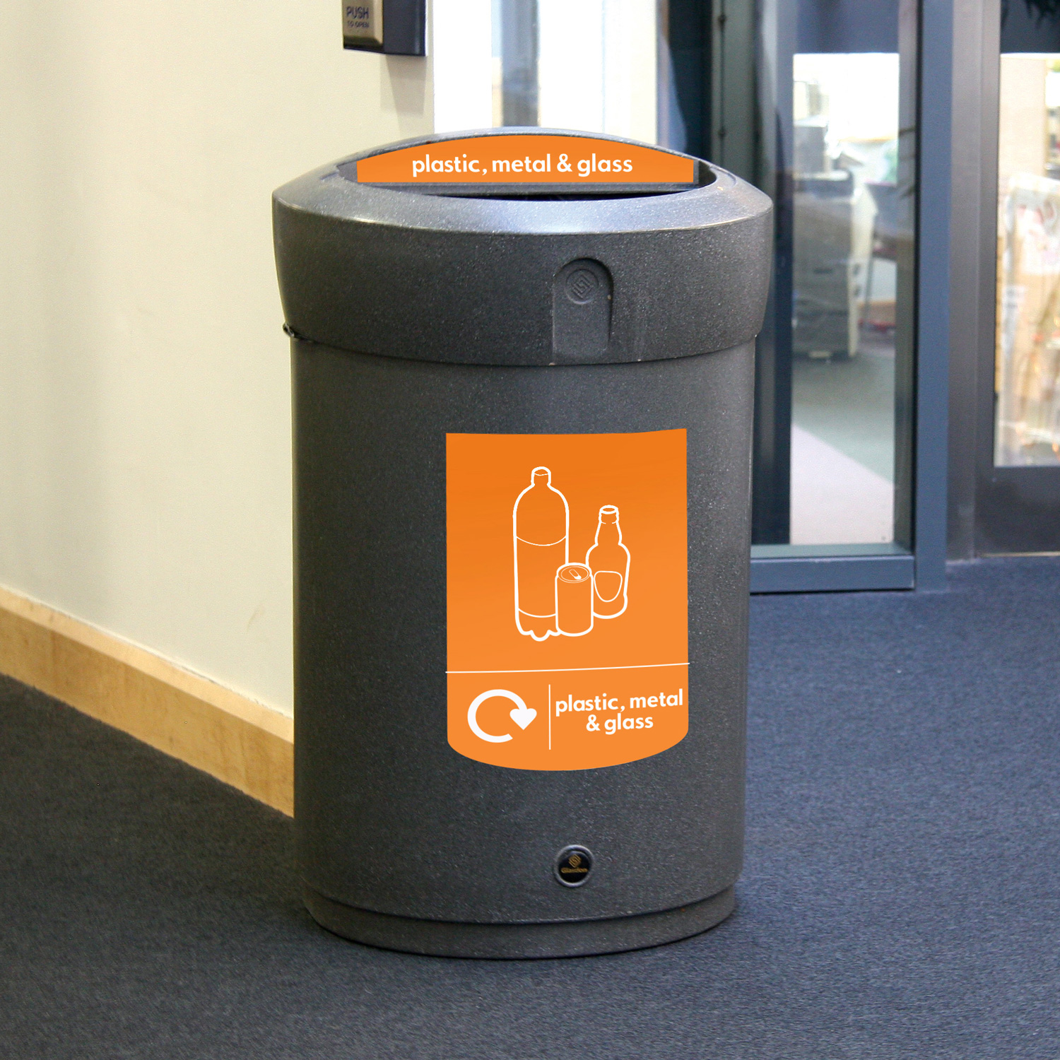Envoy™ Plastic, Metal & Glass Recycling Bin - 110 Ltr