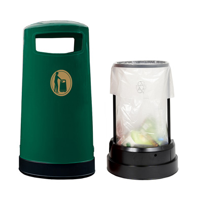 Topsy™ 65 Litter Bin & Express- Deep Green with Sack Retention